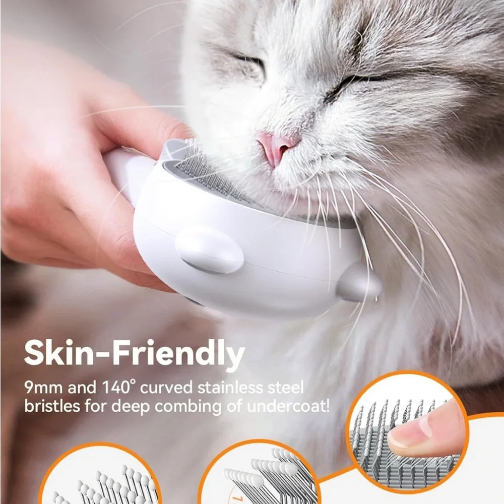 Cat Steam Brush, Brushes for Indoor Cats with Release Button